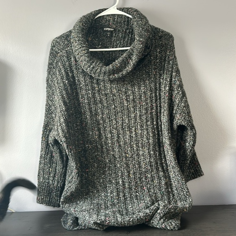 Multi Colored Stitched Turtle Neck Sweater With S… - image 1